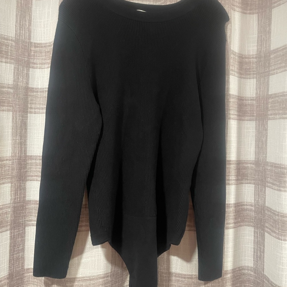 Abercrombie & Fitch Black Ribbed Crewneck Bodysuit